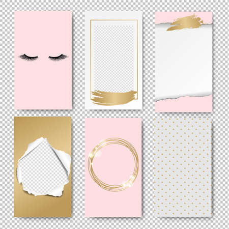 Editable Stories Pink Template Isolated Transparent BackgroundWith Gradient Mesh, Vector Illustrationのイラスト素材