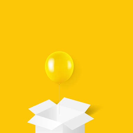 Yellow Balloons And White Box With Gradient Mesh, Vector Illustrationのイラスト素材