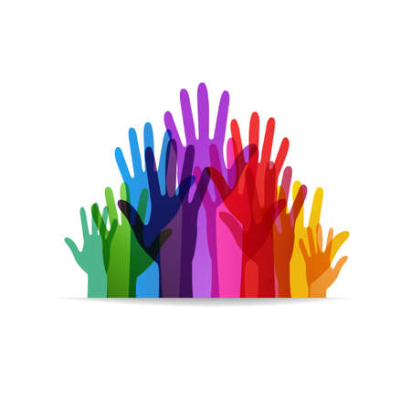 Color Hand Symbols Isolated White Background, Vector Illustrationのイラスト素材