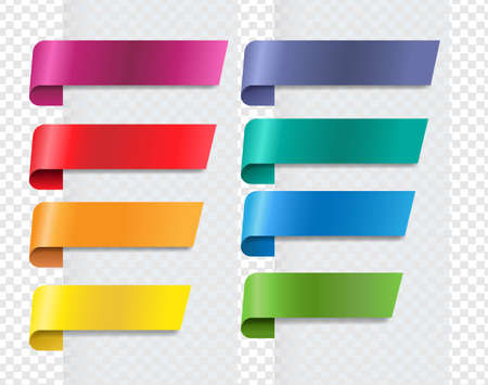 Silk Colorful Ribbons Set Transparent Background, Vector Illustration With Gradient Mesh, Vector Illustrationのイラスト素材