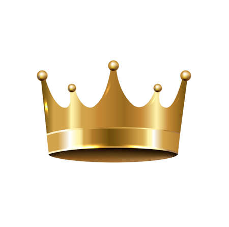 Golden Crown Isolated White Background With Gradient Mesh, Vector Illustrationのイラスト素材