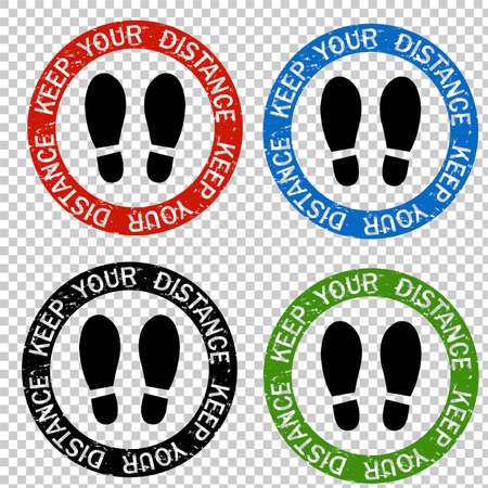 Social Distancing Keep Distance In Public Society People Set Transparent Background, Vector Illustrationのイラスト素材