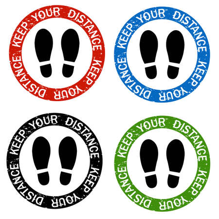 Social Distancing Keep Distance In Public Society People Set White Background, Vector Illustrationのイラスト素材