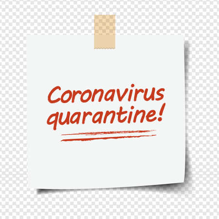 Note Paper With Coronavirus Text Transparent Background With Gradient Mesh, Vector Illustration....のイラスト素材