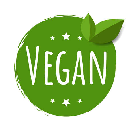 Vegan Label Isolated White Background With Gradient Mesh, Vector Illustrationのイラスト素材