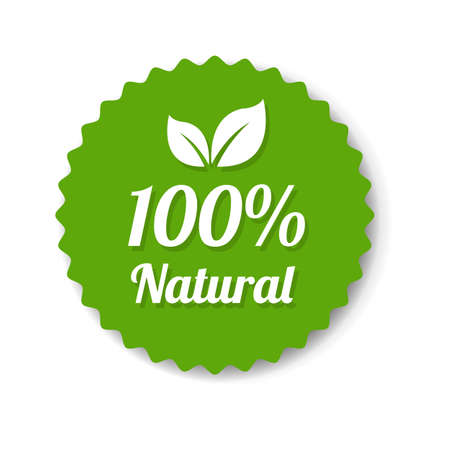 Natural Green Label With Leaves With Gradient Mesh, Vector Illustrationのイラスト素材