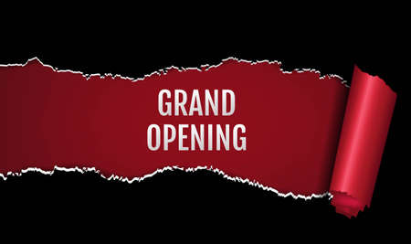 Torn Ped Paper Grand Opening Banner With Gradient Mesh, Vector Illustration