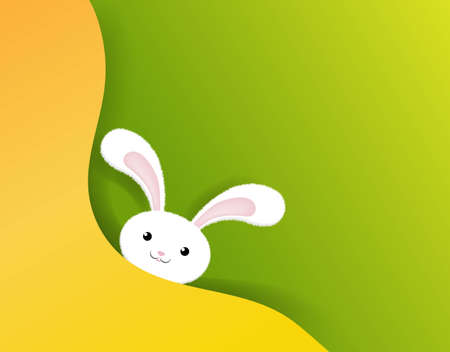 Happy Easter Card With Rabbit With Gradient Mesh, Vector Illustrationのイラスト素材