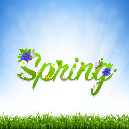 Spring Banner With Gradient Mesh, Vector Illustrationのイラスト素材