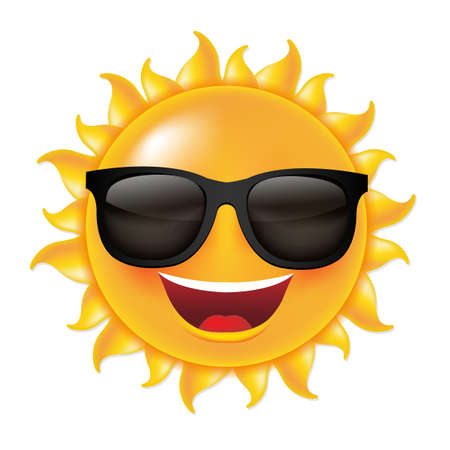 Sun With Sunglasses, With Gradient Mesh, Vector Illustration