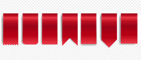 Red Silk Ribbon Set Isolated Transparent Background With Gradient Mesh, Vector Illustrationのイラスト素材