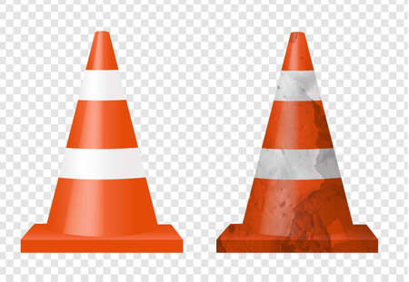 Two Signal Cones Isolated Transparent Background With Gradient Background, Vector Illustrationのイラスト素材