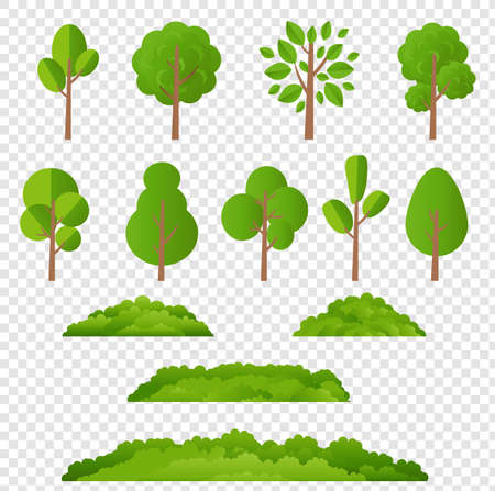 Green Tree Collection Isolated With White Background, Vector Illustrationのイラスト素材