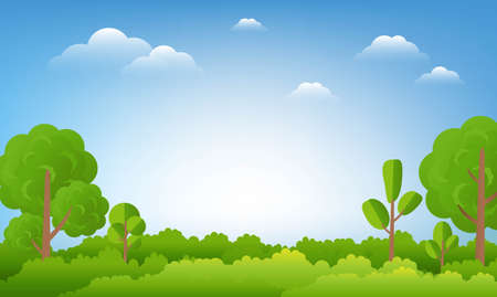 Green Landscape With Green Tree, Vector Illustration.のイラスト素材