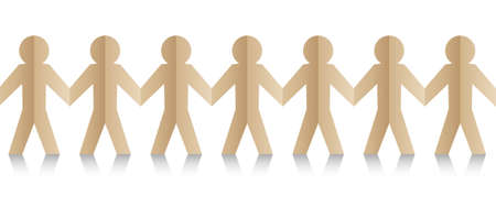 Paper People Over And White Background , Vector Illustrationのイラスト素材