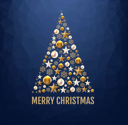 Christmas Postcard With Christmas Tree With Gradient Mesh, Vector Illustrationのイラスト素材