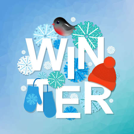 Winter Postcard With White Snowflake With Gradient Mesh, Vector Illustration.のイラスト素材