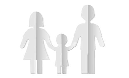 White Paper People Over And Blue Background With Gradient Mesh, Vector Illustrationのイラスト素材