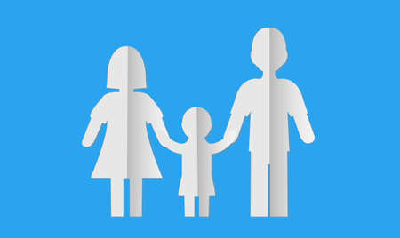 White Paper People And Blue Background, Vector Illustrationのイラスト素材