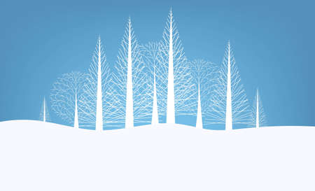 Winter Blue Banner With Fir Tree With Gradient Mesh, Vector Illustrationのイラスト素材