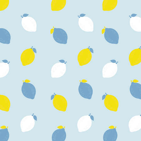 Fruit Poster With Yellow And Blue Lemon, Vector Illustrationのイラスト素材