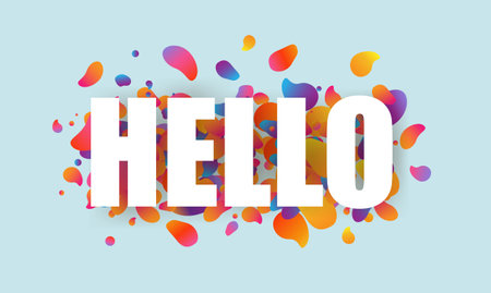Hello Poster With Text And Blobsの写真素材