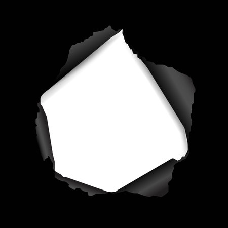 Black Paper With White Torn With Gradient Mesh, Vector Illustrationのイラスト素材