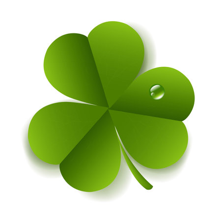 Green Clover With White Background With Gradient Mesh, Vector Illustration
