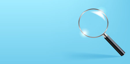 Magnifying Glass And Blue Background With Gradient Mesh, Vector Illustrationのイラスト素材