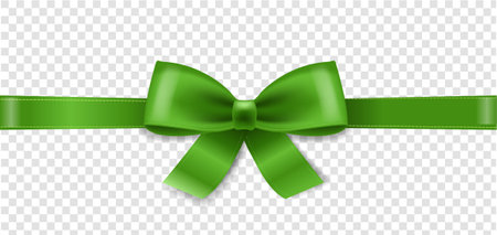 Green Bow Isolated Transparent Background With Gradient Mesh, Vector Illustrationのイラスト素材