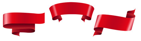 Red Ribbon Setのイラスト素材