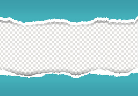 Mint Ripped Paper And Transparent Background With Gradient Mesh, Vector Illustrationのイラスト素材