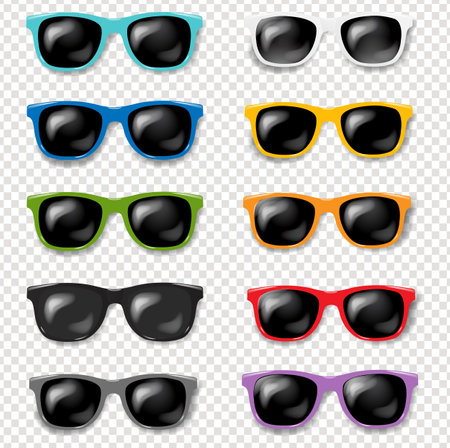 Colorful Sunglasses set Isolated White Background With Gradient Mesh, Vector Illustrationの写真素材