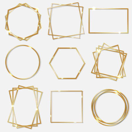 Golden Frames Isolated White background With Gradient Mesh, Vector Illustrationの写真素材