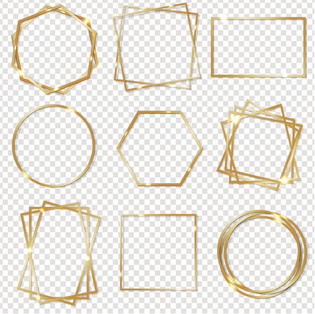 Golden Frames Isolated White background With Gradient Mesh, Vector Illustrationの写真素材