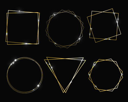 Golden Frame With Isolated Black Background , Vector Illustrationのイラスト素材