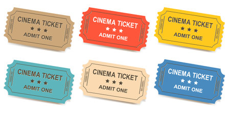 Vintage Color Ticket Isolated White Background With Gradient Mesh, Vector Illustrationの写真素材