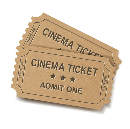 Vintage Ticket Isolated White Background With Gradient Mesh, Vector Illustrationの写真素材