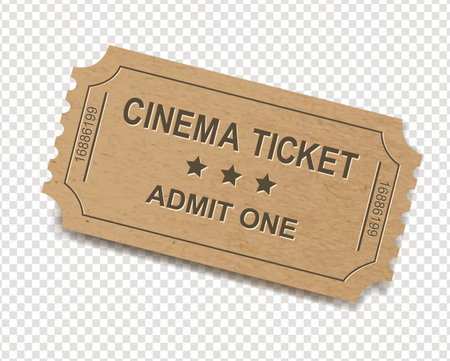 Vintage Ticket Isolated White Background With Gradient Mesh, Vector Illustrationの写真素材