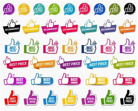 Banner Recommended And Hand Collection With White Background With Gradient Mesh, Vector Illustrationの写真素材