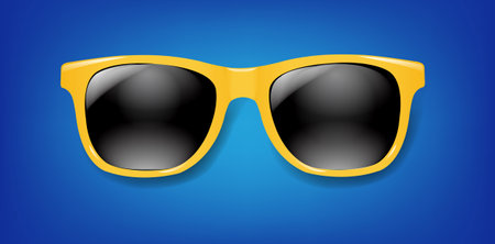Yellow Sunglasses With Transparent Background With Gradient Mesh, Vector Illustrationのイラスト素材
