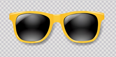 Yellow Sunglasses With Transparent Background With Gradient Mesh, Vector Illustrationのイラスト素材
