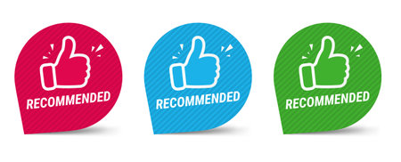 Hand Banner Recommended With White Background With Gradient Mesh, Vector Illustrationのイラスト素材