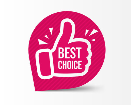 Hand Banner Best Choice With White Background With Gradient Mesh, Vector Illustrationのイラスト素材