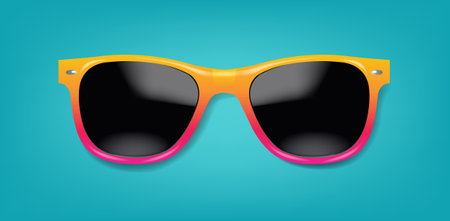Bright Sunglasses And Mint Background With Gradient Mesh, Vector Illustrationのイラスト素材