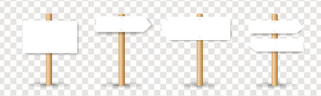 White Signs Mocup Collection Isolated Transparent Background With Gradient Mesh, Vector Illustrationのイラスト素材