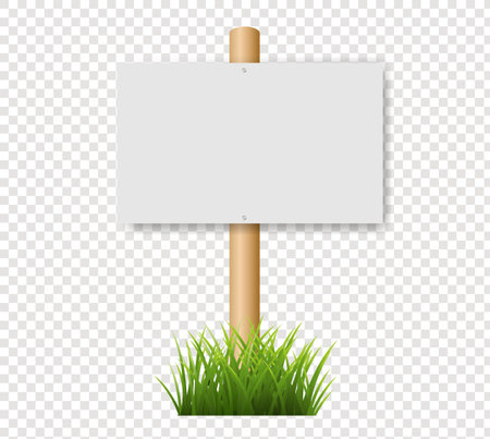 Wooden Sign And Grassのイラスト素材