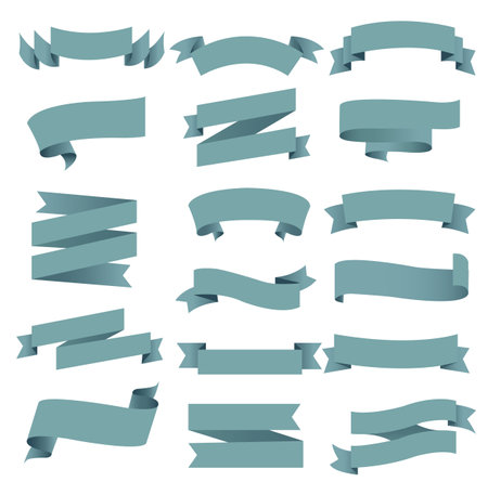 Mint Ribbons With White Background With Gradient Mesh, Vector Illustrationのイラスト素材