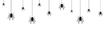 Halloween Card With Web And Spider With Gradient Mesh, Vector Illustrationのイラスト素材