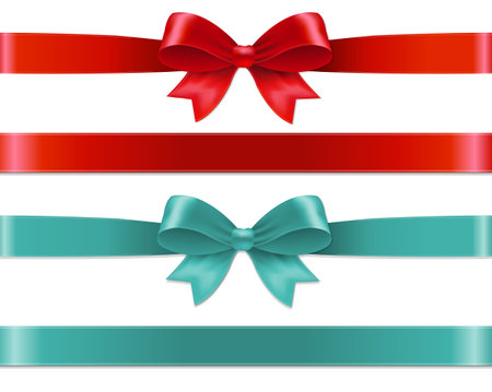 Color Bows Collection Isolated White Background With Gradient Mesh, Vector Illustrationのイラスト素材